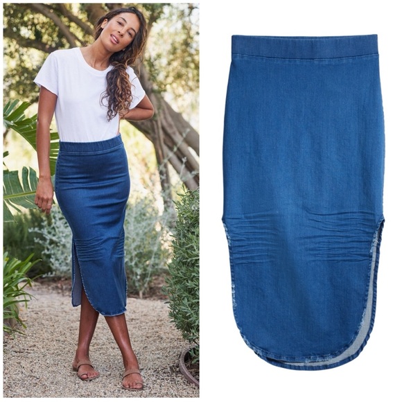 FRANK & EILEEN Donegal Unforgettable Denim Jean Skirt 1977 Medium Wash Grinding - Picture 1 of 17